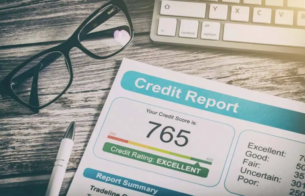 a credit report on a desk