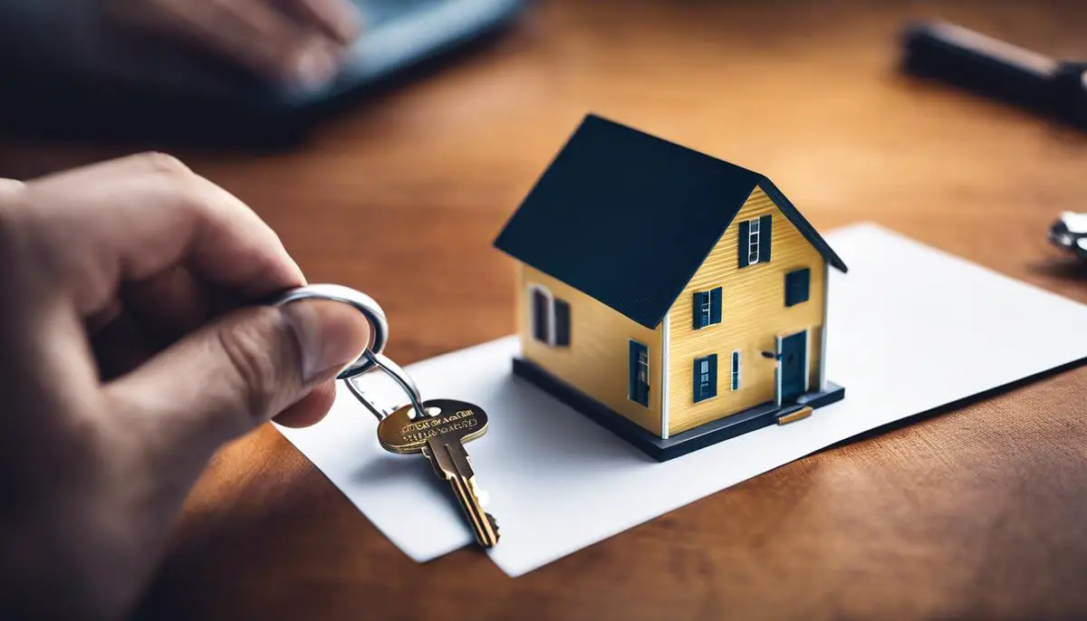 Illustration of a person holding a house key, representing the challenges of home ownership verification