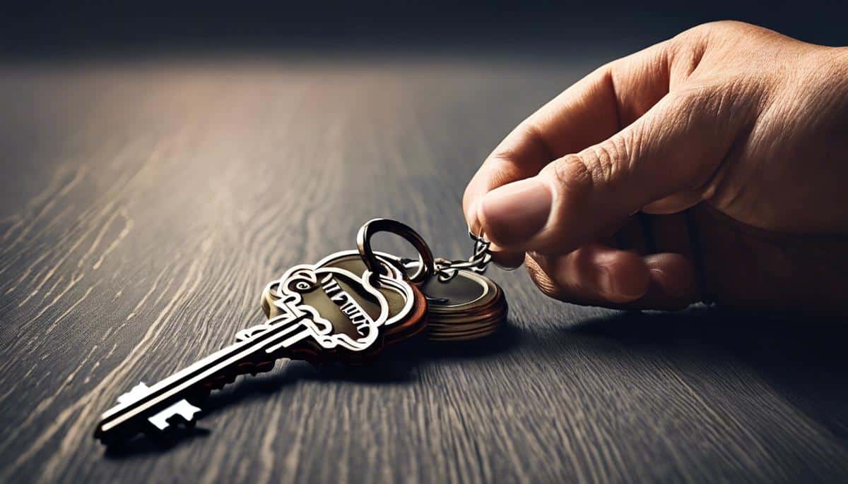 A hand holding a key, symbolizing a fresh start for felons in the real estate industry.